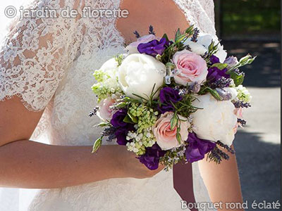 bouquet rond éclaté tons rose et mauve